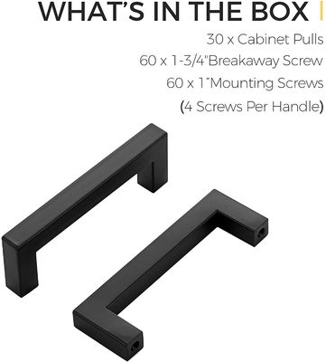 4mm-5mm πάχος Ματ μαύρο τετράγωνο ντουλάπι χειριστήρια για εξατομικευμένο μέγεθος σε 5 ίντσες